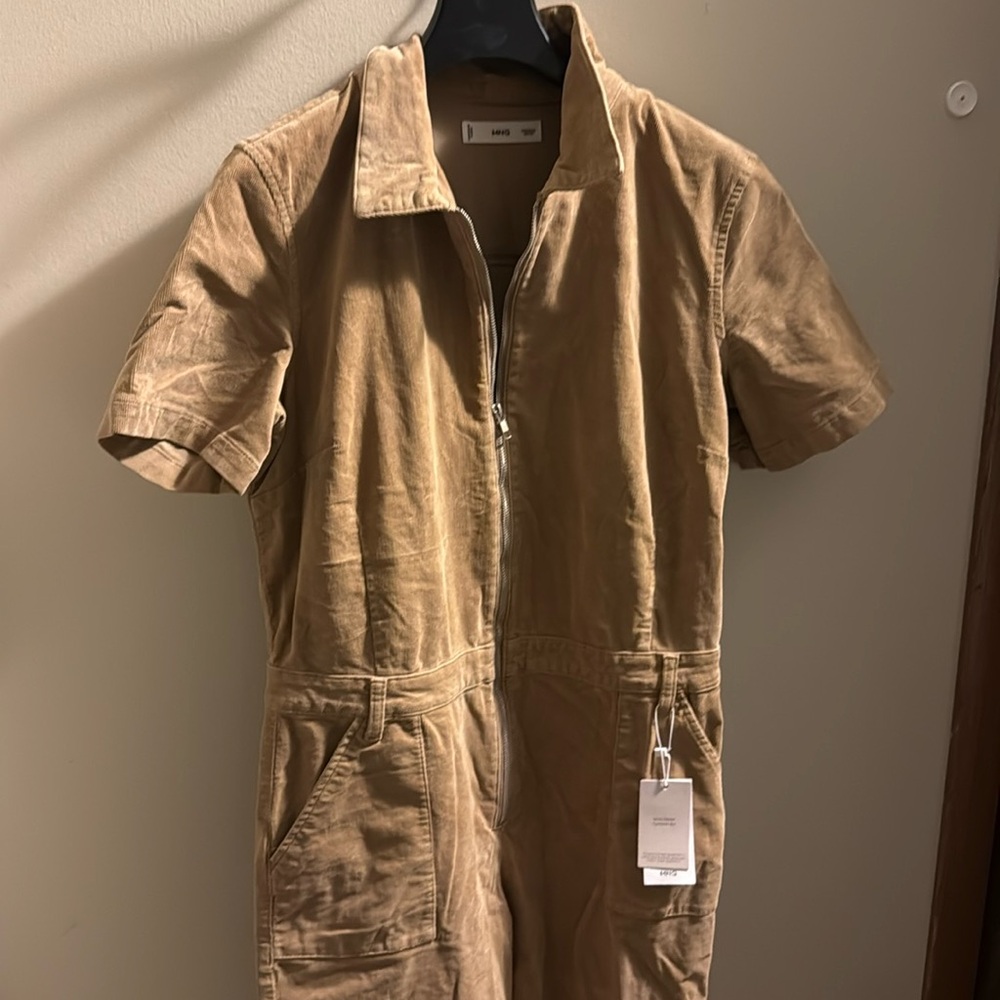 MNG light brown corduroy jumpsuit. Very cute.